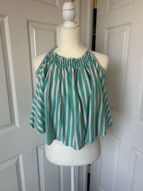 Free People Green & Pink Striped Halter Women's Top